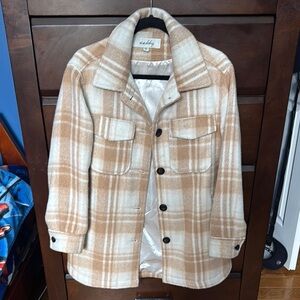 Tan Utility Jacket with Cozy Wool Blend and Soft Collar